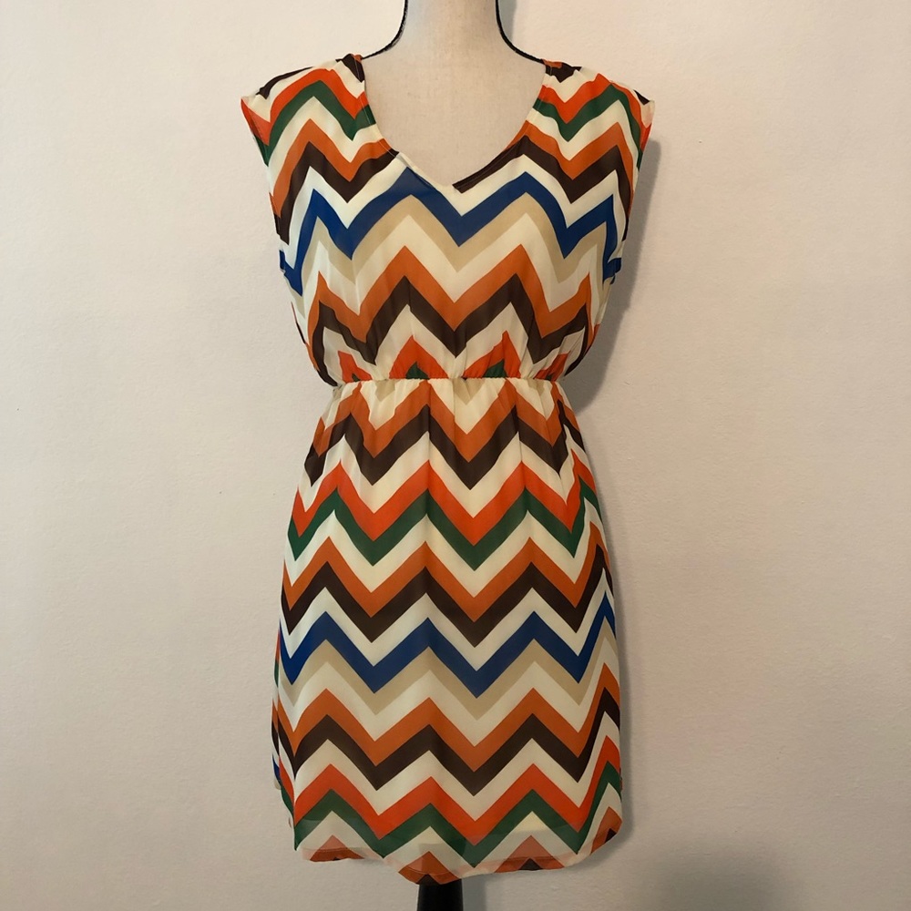 Tulle Colorful Chevron Sleeveless Summer Dress